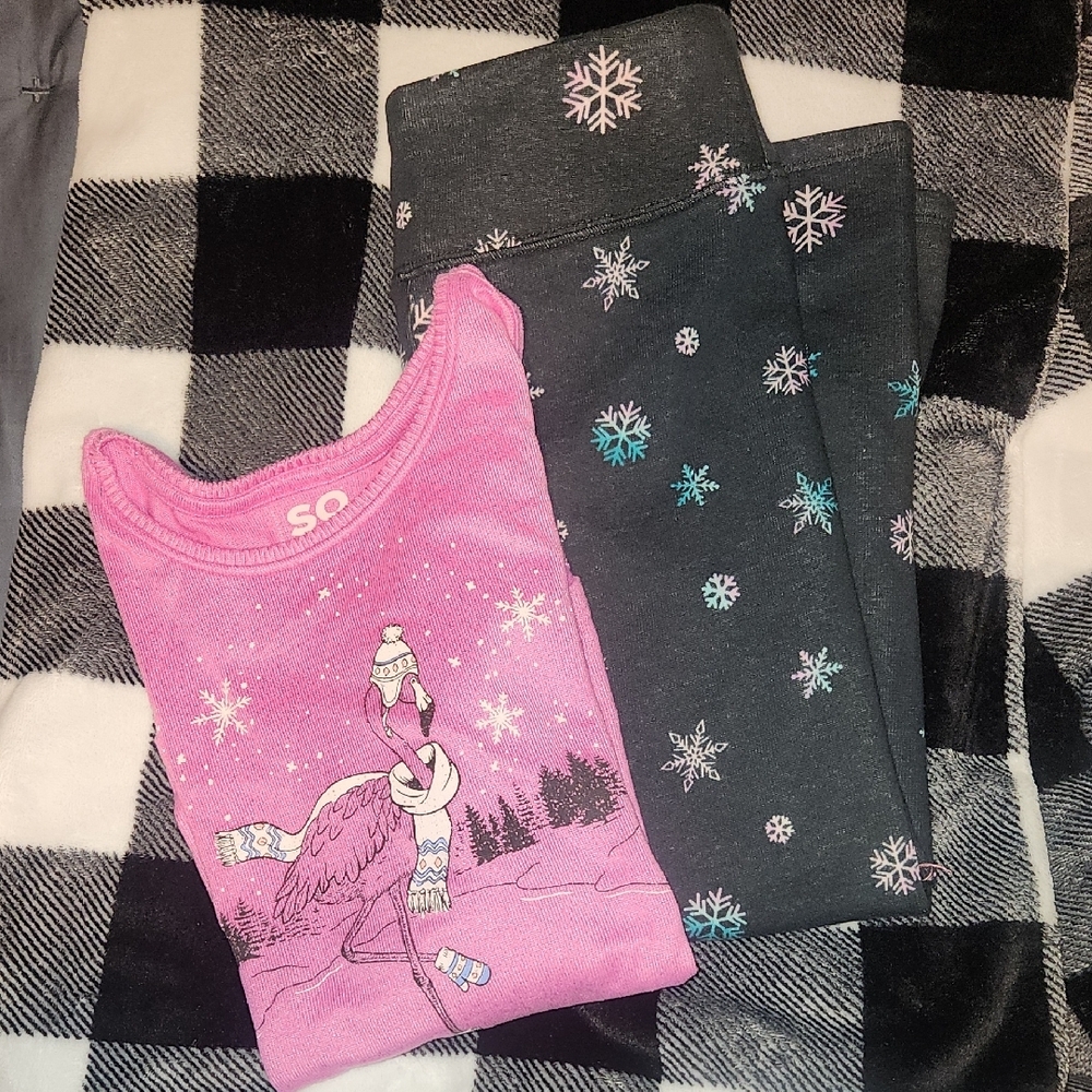 SO Girls Top/Leggings - Pink and Gray